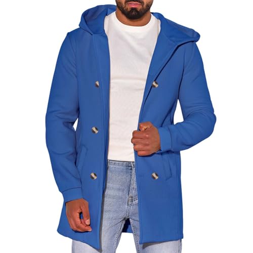 Herren Dufflecoat mit Kapuze, Winterjacke mit stilvollen Knebelknöpfen, lässiger und warmer Wollmischung, klassisches britisches inspiriertes Design, langlebig und bequem für kaltes Wetter, blau, XXL Herren Dufflecoat mit Kapuze, Winterjacke mit stilvollen Knebelknöpfen, lässiger und warmer Wollmischung, klassisches britisches inspiriertes Design, langlebig und bequem für kaltes Wetter, blau, XXL von Generisch
