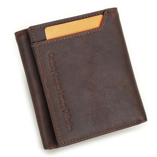 Herren Echt Leder Brieftasche, Geldbeutel Herren mit RFID Schutz, 7 Kartenschlitz Geldbörse Schlanke Portemonnaie Wallet Großem Fassungsvermögen (Brown) von Generisch