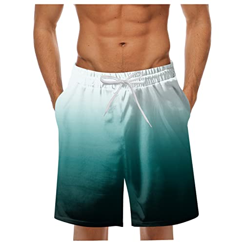 Herren Elastisch Taille Badehose Schnelltrocknend Badeshorts Kurzen Strandhose Mode Bedruck Sporthose Sommer Leicht Schwimmhose High Waist Badehosen Männer Bequeme Strand Kurz Hosen (Green-c, M) von Generisch