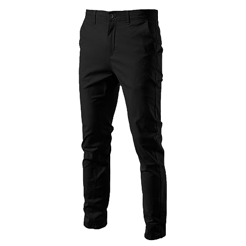 Herren Elegant Herrenhosen Atmungsaktiv Langgröße Schwarz Anzughose Elastische Lässig Täglich Männer Vielseitige Outdoorhose Business Gerade Bein Relaxhose Bequeme Einfarbig Herrenhose (Black, XXL) von Generisch