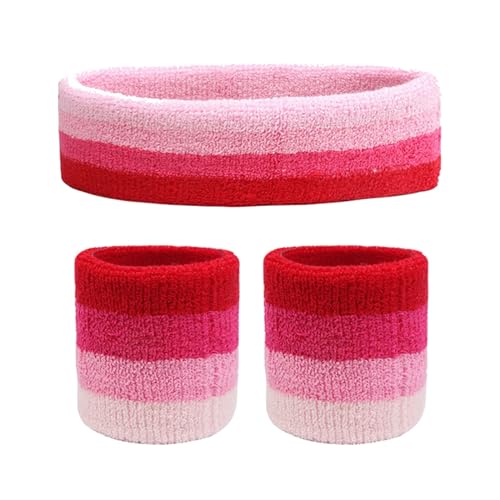Herren Fahrrad Schweißband-Set, 1 Stirnband 2 Armbänder für Sport mehr Fußball Haarband (One Size) von Generisch