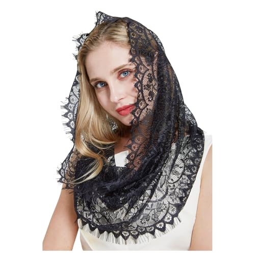 Herren Fahrrad Spanischer Stil Spitze Traditionelle Form Lateinische Messe Kopfbedeckung Tennis Zubehör Mädchen (Black, One Size) von Generisch