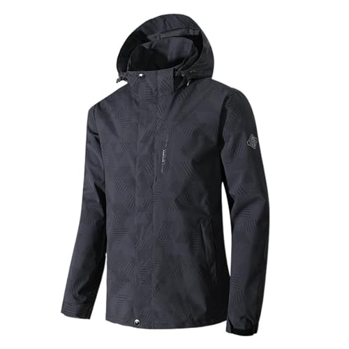 Herren Fahrradjacke - Regenjacke Herren einfarbige Jacke mit Reißverschluss Herren PU Lederjacke Baggy Outdoorjacke Bequeme Lederjacke einfarbig Autumn und Winter von Generisch