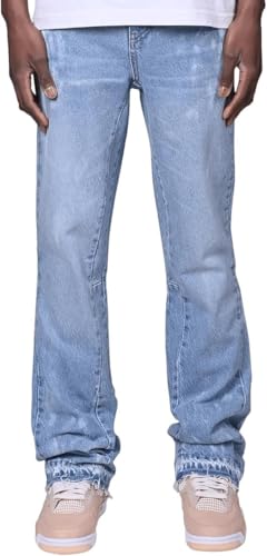 Herren Flared Jeans Mit Weitem Schnitt – Bootcut Denim Hose Mit Taschen Für Streetwear Style (blue, S) von Generisch