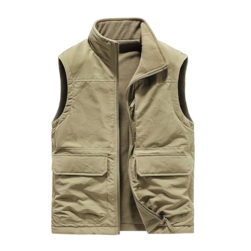 Herren Fleece Gefütterte Weste Winter Warm Ärmellos Puffer Weste Gesteppte Outdoor Weste für Männer Thermo Bodywarmer für Wandern und Reisen Softshell Isolierte Gepolsterte Weste Casual Zip Up Weste, von Generisch