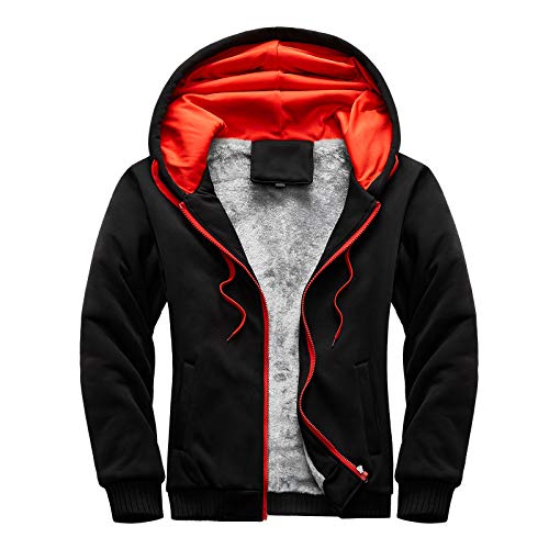 Herren Fleecejacke Thermo Dicke Kapuzenjacke mit Zipper Herbst Winter Sportjacke Gefüttert Plüschjacke Warm Winddicht Winterjacke Einfarbig Outdoor Sweatjacke Große Größe Übergangsjacken von Generisch