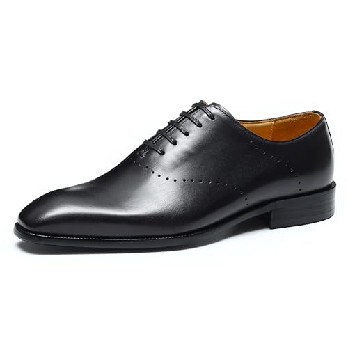 Herren Formale Echtes Leder Oxfords Business Kleid Schuhe Anzugschuhe Stadt Schnürhalbschuhe,Schwarz,38 von Generisch