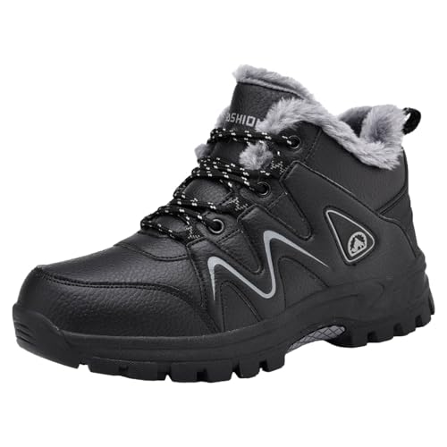 Herren Freizeit Schuhe Winter Outdoor Gepolsterte Wanderschuhe Leichte Baumwoll Schuhe für Herren Große Größen (Black, 44) von Generisch