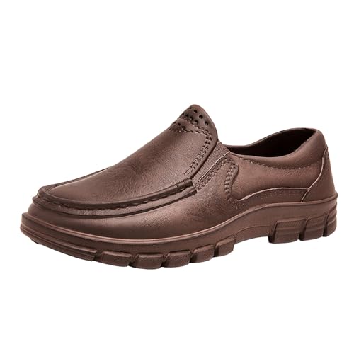 Herren Freizeit Slip On Loafers Halbschuhe Herren Leder Bequem Freizeitschuhe Einfarbig Fitnessschuhe Bequem Komfortschuhe rutschfest Walkingschuhe Flache Sohle Schlupfschuhe Casual Trainers von Generisch