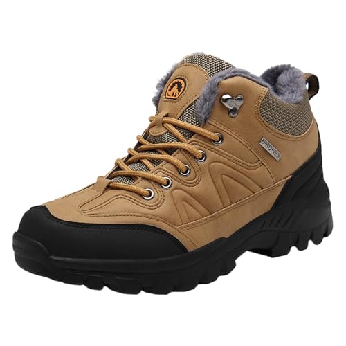 Herren Freizeitschuh Winter Outdoor Schuhe Gepolsterte Baumwolle Leichte Wanderschuhe Große Größen Sportliche Sneaker (Brown, 47) von Generisch