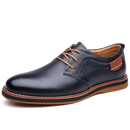 Herren-Freizeitschuhe, Schnürschuhe, klassisch, Oxford-Leder, Business, formell, bequem, modisch, Sneaker, weiche Loafer, Schuh für Büro, Spazierengehen, blau, 42.5 EU von Generisch