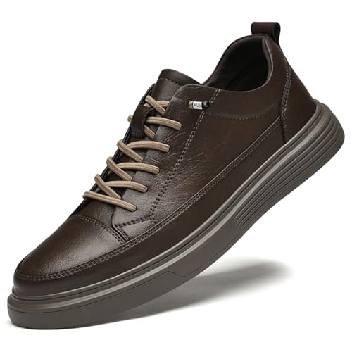 Herren-Freizeitschuhe, handgefertigt, modisch, Leder, niedrig, atmungsaktiv, bequem, Wanderschuhe für Herren, khaki, 38 2/3 EU von Generisch