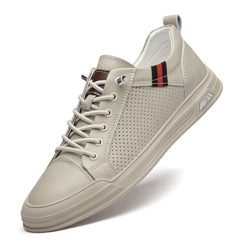 Herren-Freizeitschuhe, modische Leder-Sneaker, atmungsaktiv, bequem, Wanderschuhe für Herren, Beige Hollow, 42.5 EU Herren-Freizeitschuhe, modische Leder-Sneaker, atmungsaktiv, bequem, Wanderschuhe für Herren, Beige Hollow, 42.5 EU von Generisch