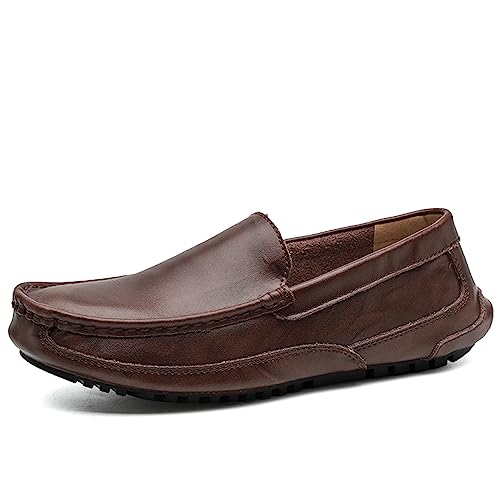 Herren-Freizeitschuhe zum Hineinschlüpfen, Penny-Loafers mit Gummisohle, weich, leicht, Bootsfreie Schuhe, dunkelbraun, 45 EU von Generisch