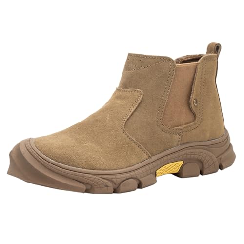 Herren Frühling und Winter Große Größe Outdoor BAU Arbeitsschuhe Anti-Anti-Rutsch Leichte und Verschleiß Arbeitsschuhe wasserdichte Schuhe Herren Fahrrad (Khaki, 45) von Generisch