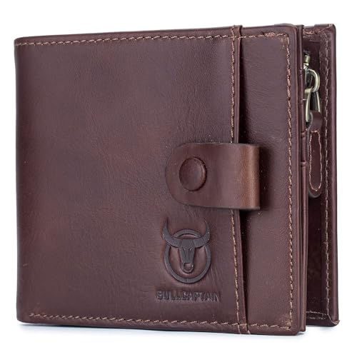 Herren Geldbörse Echtem Leder Brieftasche Slim Wallet RFID Schutz Vintage Geldbörse mit 11 Kartenschlitz und 2 Münztasche Geschenk (Braun) von Generisch