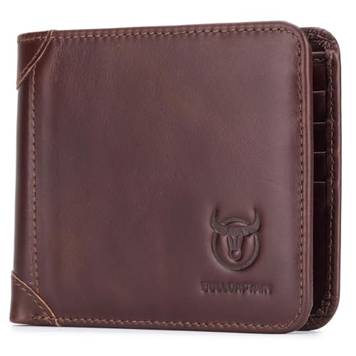 Herren Geldbörse Echtem Leder Geldbeutel Mutifunctional Wallet Portmonee mit 13 Kartenschlitz,Kleiner Dünner Praktischer Brieftasche, Wallet Geschenk für Vatertag (Braun) von Generisch