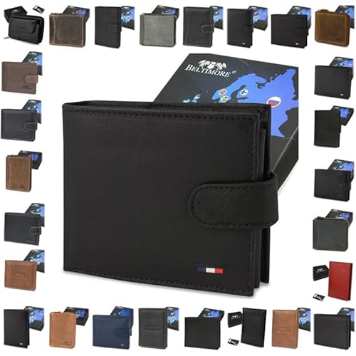 Herren Geldbörse Leder Portemonnaie Geldbeutel incl. Geschenkbox (D43_Black) von Generisch