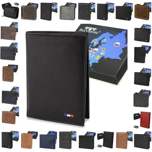 Herren Geldbörse Leder Portemonnaie Geldbeutel incl. Geschenkbox (D45_Black) von Generisch