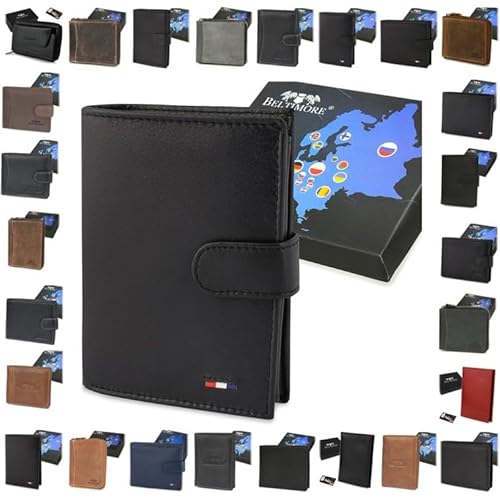 Herren Geldbörse Leder RFID Portemonnaie Geldbeutel incl. Geschenkbox (D49_Black) von Generisch