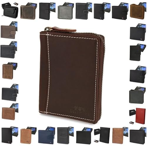 Herren Geldbörse Leder RFID Portemonnaie Geldbeutel incl. Geschenkbox (G71_Darkbrown) von Generisch
