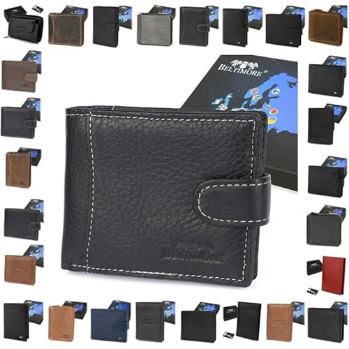 Herren Geldbörse Leder RFID Portemonnaie Geldbeutel incl. Geschenkbox (I46_Black) von Generisch