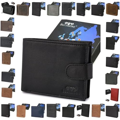 Herren Geldbörse Leder RFID Portemonnaie Geldbeutel incl. Geschenkbox (K42_Black) von Generisch