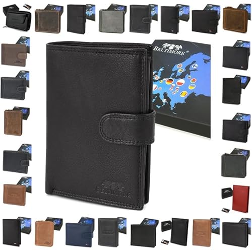 Herren Geldbörse Leder RFID Portemonnaie Geldbeutel incl. Geschenkbox (K45_Black) von Generisch