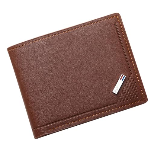 Herren-Geldbörse aus Leder, RFID-blockierend, schmal, minimalistisch, Vordertasche, dünn und stilvoll, mit Ausweisfenster, Braun, braun, ‎ 4*3*1 inches, Klassisch von Generisch