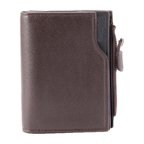 Herren-Geldbörse aus echtem Leder, kleine vertikale Münzgeldbörse, Kleingeldtasche, schlanke Brieftasche für Herren, mehrere Karten, Geldtasche für Herren, Reißverschluss, kompakter Reißverschluss, von Generisch