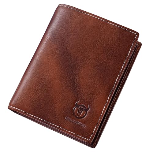 Herren Geldbörsen, Groß Echtleder Portemonnaie in Hochformat, Trifold Geldbeutel für Männer, Brieftasche Wallet Portmonee mit 14 Kartenfächer Men Geschenk (Braun) von Generisch