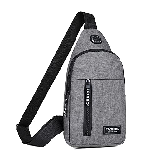 Herren-Geldbörsen oder Umhängetaschen, Mehrzwecktasche, ein Riemen, Reise-Sporttasche mit Kopfhörerloch, grau, Einheitsgröße von Generisch