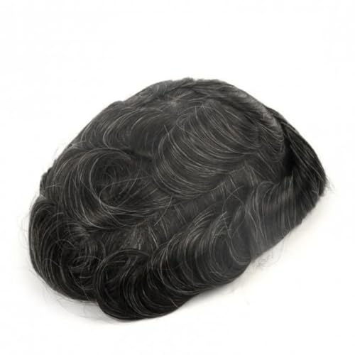 Herren-Haarprothese, 0,1 mm, strapazierfähige Perücke, 100 % natürliches Echthaar, Kapillarprothese, 30 mm, gewellt, 6 x 7 # 130 #1B20 von Generisch