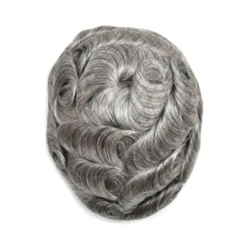 Herren-Haarprothese, 0,1 mm, strapazierfähige Perücke, 100 % natürliches Echthaar, Kapillarprothese, 30 mm, gewellt, 7 x 10 # 130 # 1B80 von Generisch