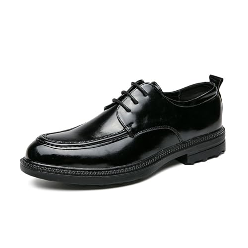 Herren-Halbschuhe aus bedrucktem Leder, Plateau-Slipper mit spitzer Zehenpartie, Slip-On-Sohle, Business-Oxfords für Party, Hochzeit, Büro, Kleid, Schwarz 3, 39 2/3 EU von Generisch