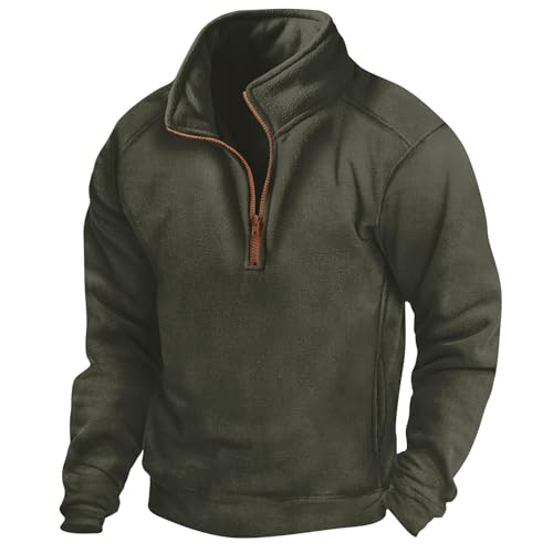 Herren Half Zip Fleece Pullover Warmer Weicher Fleecepullover für Männer, Bequemer Freizeitpullover mit hohem Kragen, Herbst Winter Half Zip Pullover, Klassischer lässiger Fleecepullover für Männer, von Generisch