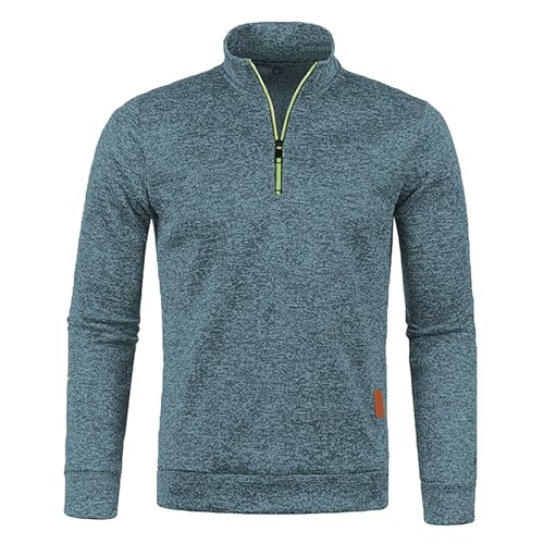 Herren Half Zip Pullover Baumwolle Sweatshirt Ohne Kapuze Solid Arbeitspullover Leichte Dünne Langarmshirt Stretch Fleecepullover Übergrößen Herbstjacke Bequemes Und Warmes Übergangsjacke von Generisch