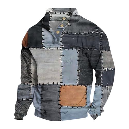 Herren Half Zip Sweatshirt Ohne Kapuze Oversize Sport Sweater Langarm Warm Winterpullover Pulli Lässig Sweatshirts mit Stehkragen und Leiste Sweatshirt Herren Sweatshirt Jacke Herren Ohne Kapuze Dünn von Generisch