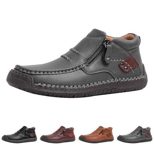 Herren Hand Nähen Leder rutschfeste Seite Reißverschluss Freizeitstiefel Walking Wanderschuhe Für Herren Outdoor Sportschuhe Slip On Turnschuhe Handnähte Seitlicher Sneaker Herren Hand Nähen Leder rutschfeste Seite Reißverschluss Freizeitstiefel Walking Wanderschuhe Für Herren Outdoor Sportschuhe Slip On Turnschuhe Handnähte Seitlicher Sneaker von Generisch