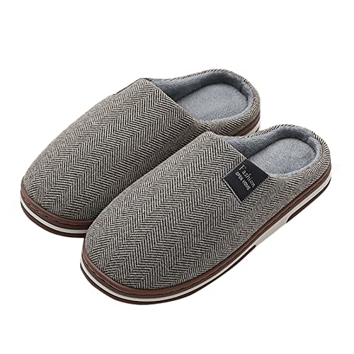 Herren Hausschuhe Weiche Sohlen Komfortable Baumwolle Warme Pantoffeln Gemütliche Innenraum Schuhe für Männer (Coffee, 44-45) von Generisch