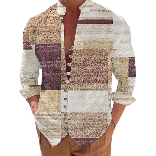 Herren Hemd Bügelfrei Regular Fit Hemd Langarm Casual Hemd aus Oxford Button Down Hemd Faltenfrei Thermo Oberteil Herren Herren Oberhemd Langarm Langarm T-Shirt HerrenHemd Weihnachten von Generisch