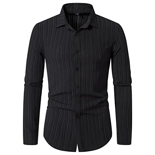 Herren Hemd Casual Langarm Button Down Outdoorhemd Einfarbiges Trachtenhemd Zwei Taschen Freizeithemd Hemden Herren Sweatshirt Langarm WeißEs Hemd Herren Slim Fit BüGelfrei Herren Hemd Weiß Langarm von Generisch