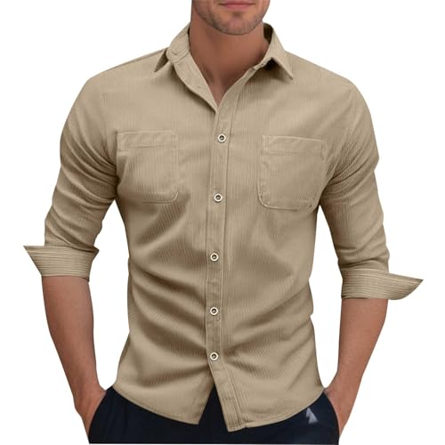 Herren Hemd Cord Langarm Freizeithemd, Corduroy Hemdjacke mit Fronttasche Leicht Knopfverschluss Hemdjacke mit Klappentasche Regular Fit Langarmhemd Button Placke Langarm CasualCorduroy Hemd Herren Hemd Cord Langarm Freizeithemd, Corduroy Hemdjacke mit Fronttasche Leicht Knopfverschluss Hemdjacke mit Klappentasche Regular Fit Langarmhemd Button Placke Langarm CasualCorduroy Hemd von Generisch