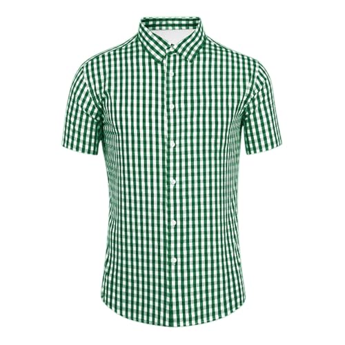 Herren Hemd Kurzarm Kariert Hemden mit Knopf Regular Fit Casual Trachtenhemd Münchner Octoberfest Freizeithemd Vintage Klassisch Kurszarmhemd für Bierfest und Traditionelle Hochzeit Herren Hemd Kurzarm Kariert Hemden mit Knopf Regular Fit Casual Trachtenhemd Münchner Octoberfest Freizeithemd Vintage Klassisch Kurszarmhemd für Bierfest und Traditionelle Hochzeit von Generisch