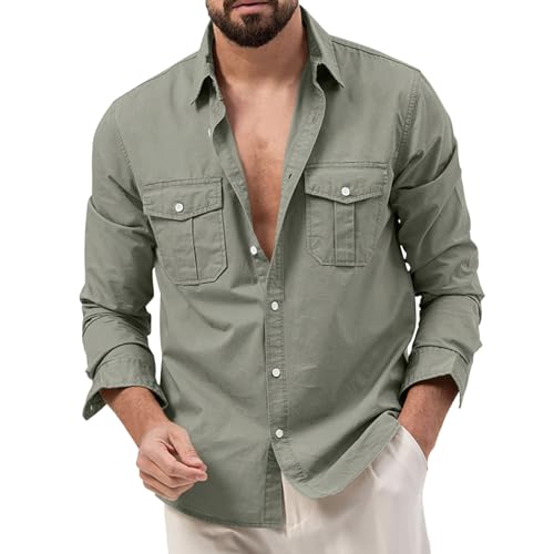 Herren Hemd Langarm, Business Hemd Herren Slim Fit Comfort Hemden Langarm - Golf Long Sleeve Shirt Mit Tasche Button Down Modische Oberhemden Regular Stretch Hemdjacke Arbeitshemd von Generisch