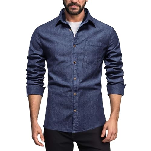Generisch Jeansjacke Herren Blau Größe 3Xl Slim Fit Motorradjacke Reverskragen Sommerjacke Leichte Übergangsjacke Vintage Jeans Western Bikerjacke mit Taschen Freizeitjacke Denim Herrenjacke von Generisch