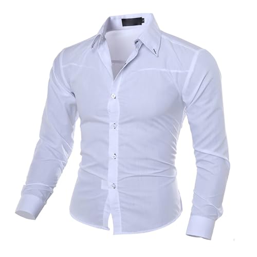 Herren Hemd Regular Fit Businesshemd Unifarben Stretch Freizeithemd Faltenfrei Geschäftsleute Shirt Sommer Hemden Herren Slim Fit Poloshirt Herren 4XL Baumwolle Freizeithemd Herren Langarm Slim Fit von Generisch