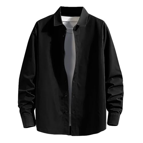 Herren Hemd Unifarben Stretch Langarm Männer Hemden Regular Fit Herrenhemden Freizeithemden Herren Freizeithemd Herren Freizeithemd Langarm Baumwolle Grünes Hemd Herrenpullover Herren 4XL Übergröß von Generisch