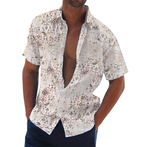 Herren Hemden, Kurzarm Freizeithemd Businesshemd Sommer Casual Shirt Button Down Basic Men Shirts Für Kurzarmhemden Arbeitshemd Bügelfrei Poloshirt Hemden Wei Stretch von Generisch