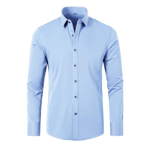 Herren Hemden Bügelfrei Regular Fit Oberhemden Herren Langarm Unifarben Stretch Freizeithemden Businesshemd Anzug Hemd Schnell Trocknend Erwachsenenhemd Langarm Freizeithemd Sommer Arbeitsshirts von Generisch